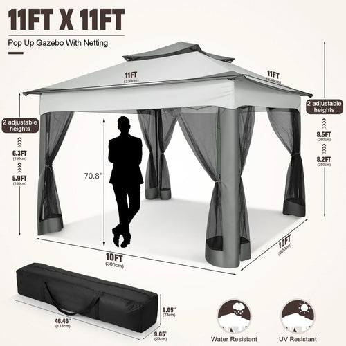 11x11ft Easy Pop-Up Gazebo